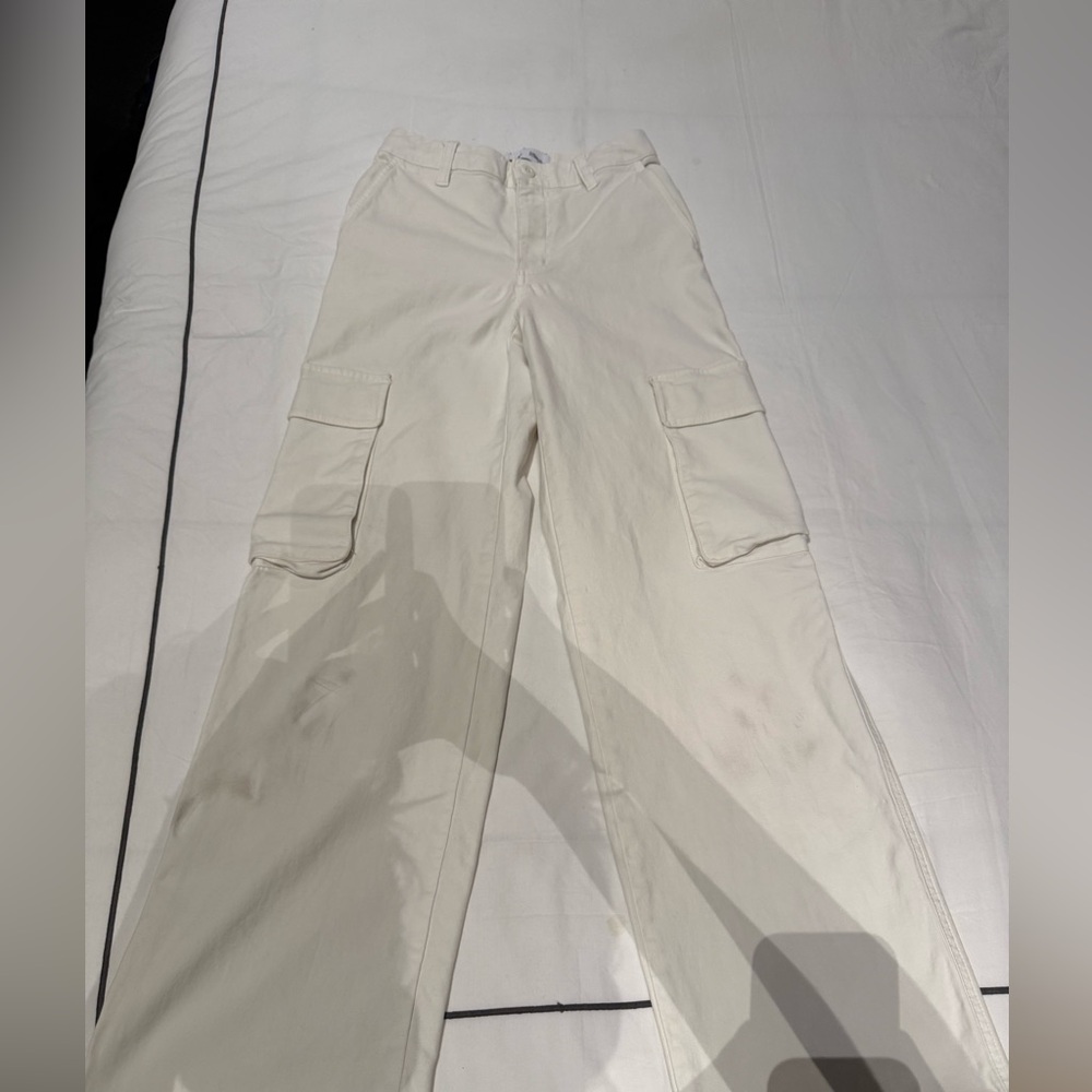 TNA Aritzia White Cargo Pants